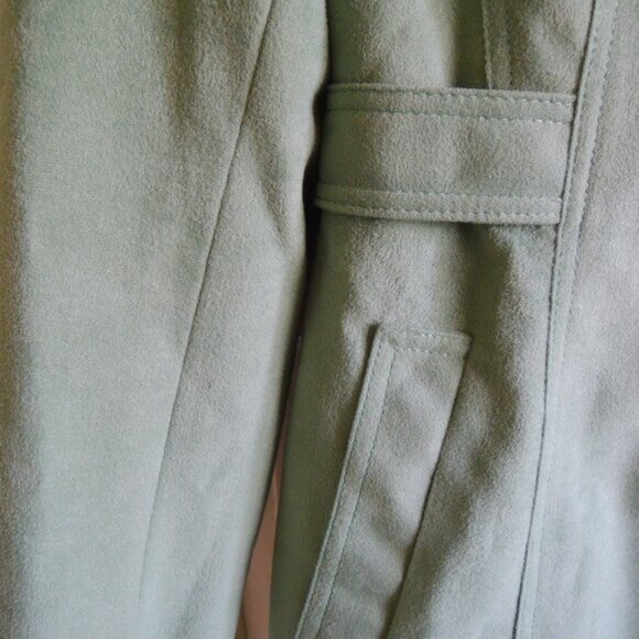Vintage 70s Lanson ILGWU Light Green Trench Coat S - Picture 7 of 12